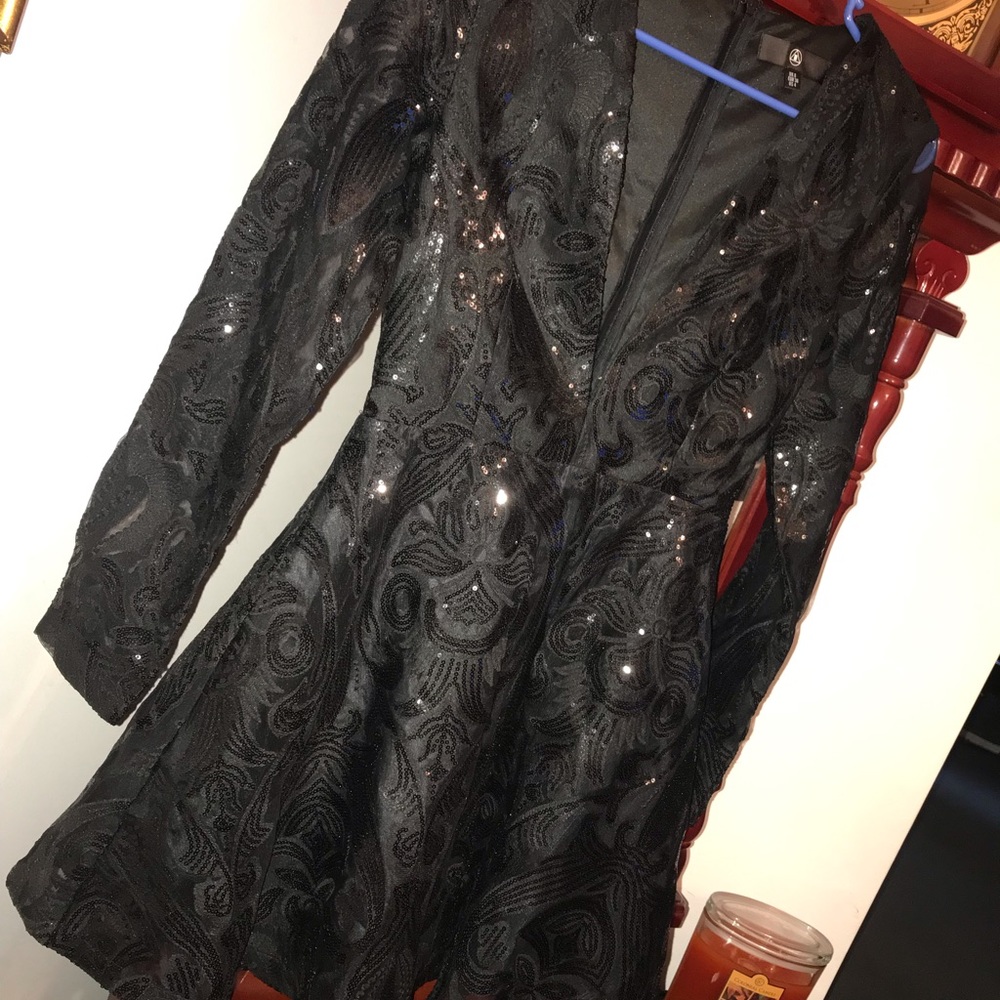 Black sequin dress.